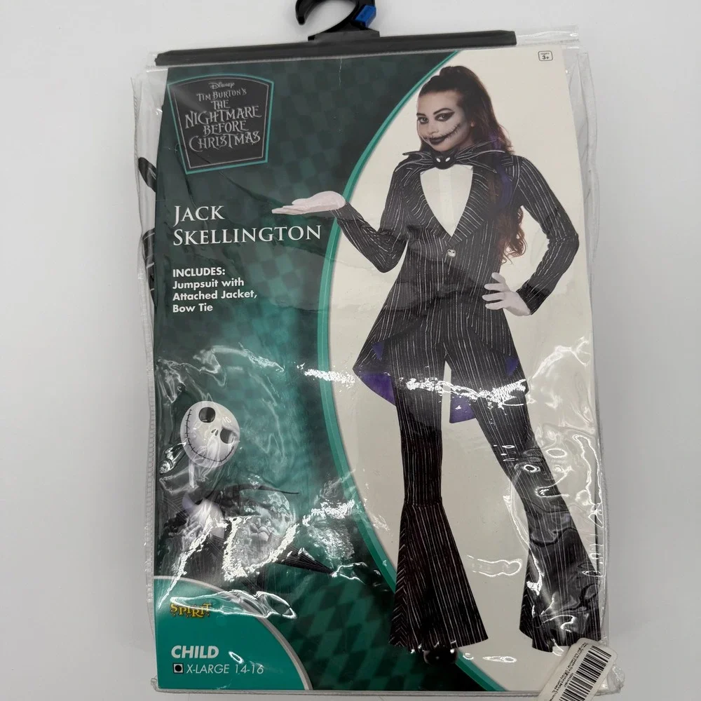 Disney Jack Skellington Costume Child XL Nightmare Before Christmas Pinstripe